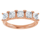 10K Gold Square Natural Diamond Five-Stone Anniversary Band – 1/2–1 1/2 CTW - Rose Gold - view 3