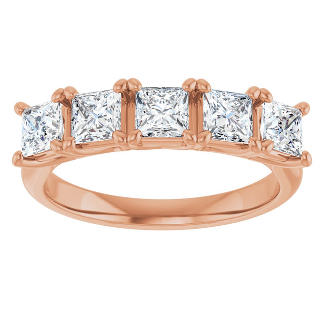10K Gold Square Natural Diamond Five-Stone Anniversary Band – 1/2–1 1/2 CTW - Rose Gold - view 3