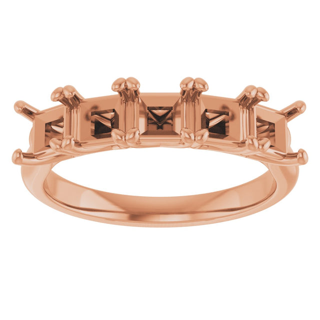 14K Gold Square Lab-Grown Diamond Five-Stone Anniversary Band – 1/2–1 1/2 CTW - Rose Gold - view 3