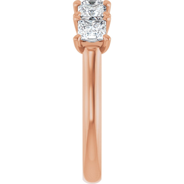 10K Gold Square Lab-Grown Diamond Five-Stone Anniversary Band – 1/2–1 9/10 CTW - Rose Gold - view 4