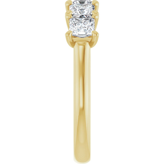 14K Gold Square Lab-Grown Diamond Five-Stone Anniversary Band – 1 9/10–7 CTW - Yellow Gold - view 4