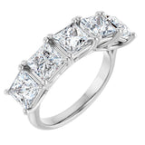 10K Gold Square Lab-Grown Diamond Five-Stone Anniversary Band – 2–7 CTW - White Gold