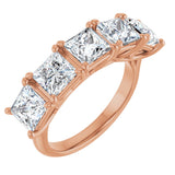 14K Gold Square Natural Diamond Five-Stone Anniversary Band – 1 9/10–5 1/5 CTW - Rose Gold