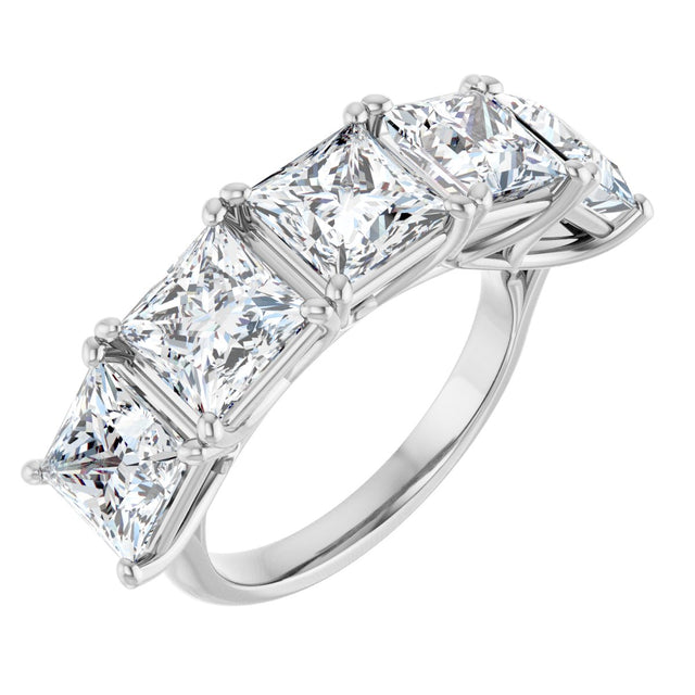 10K Gold Square Lab-Grown Diamond Five-Stone Anniversary Band – 2–7 CTW - White Gold