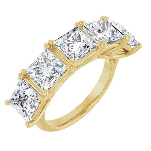 10K Gold Square Lab-Grown Diamond Five-Stone Anniversary Band – 2–7 CTW - Yellow Gold
