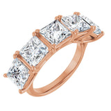 14K Gold Square Natural Diamond Five-Stone Anniversary Band – 1 9/10–5 1/5 CTW - Rose Gold
