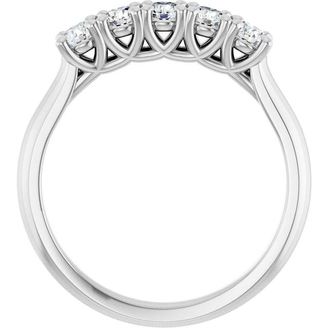 10K Gold Round Lab-Grown Diamond Five-Stone Anniversary Band – 1/6–3/4 CTW - White Gold - view 2