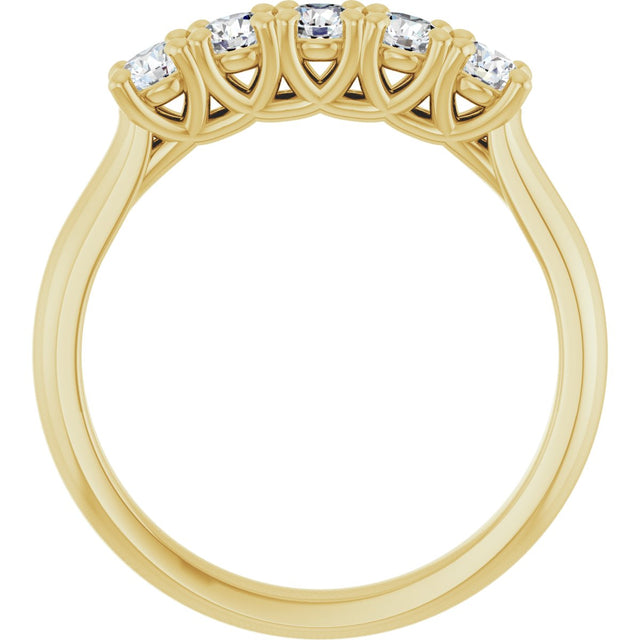 10K Gold Round Lab-Grown Diamond Five-Stone Anniversary Band – 1/6–3/4 CTW - Yellow Gold - view 2