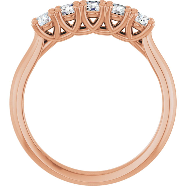 10K Gold Round Lab-Grown Diamond Five-Stone Anniversary Band – 1/6–3/4 CTW - Rose Gold - view 2