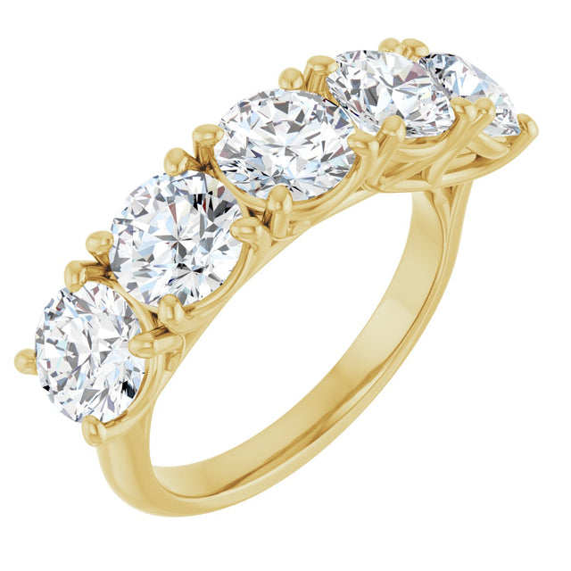 10K Gold Round Lab-Grown Diamond Five-Stone Anniversary Band – 2 5/8–4 CTW - Yellow Gold
