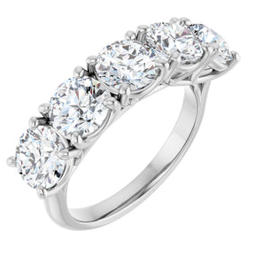Platinum Round Natural Diamond Five-Stone Anniversary Band – 5.8 mm Stones