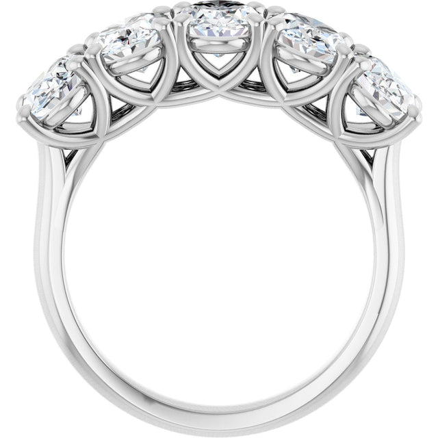Platinum Oval Lab-Grown Diamond Five-Stone Anniversary Band – 1–5 1/2 CTW - view 2