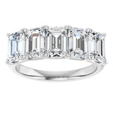 10K Gold Emerald Lab-Grown Diamond Five-Stone Anniversary Band – 1 5/8–5 CTW - White Gold - view 3