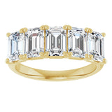 10K Gold Emerald Natural Diamond Five-Stone Anniversary Band – 1 3/4–5 CTW - Yellow Gold - view 3