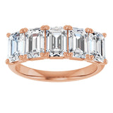 10K Gold Emerald Natural Diamond Five-Stone Anniversary Band – 1 3/4–5 CTW - Rose Gold - view 3