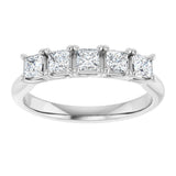 10K Gold Square Lab-Grown Diamond Five-Stone Anniversary Band – 1/2–1 9/10 CTW - White Gold - view 3