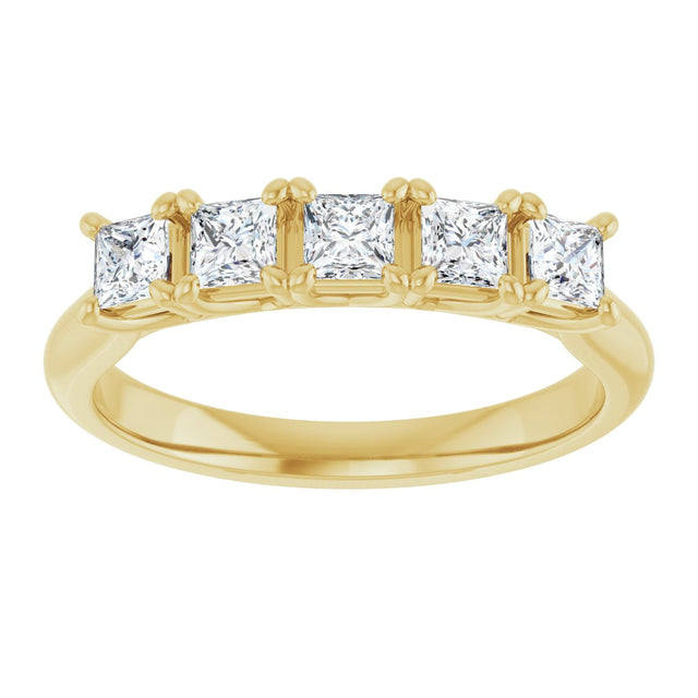 10K Gold Square Natural Diamond Five-Stone Anniversary Band – 1/2–1 1/2 CTW - Yellow Gold - view 3