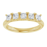10K Gold Square Lab-Grown Diamond Five-Stone Anniversary Band – 1/2–1 9/10 CTW - Yellow Gold - view 3