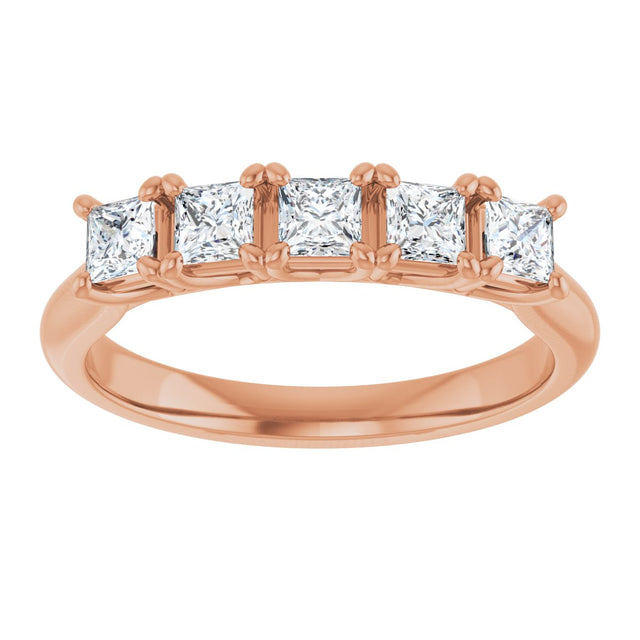 10K Gold Square Natural Diamond Five-Stone Anniversary Band – 1/2–1 1/2 CTW - Rose Gold - view 3