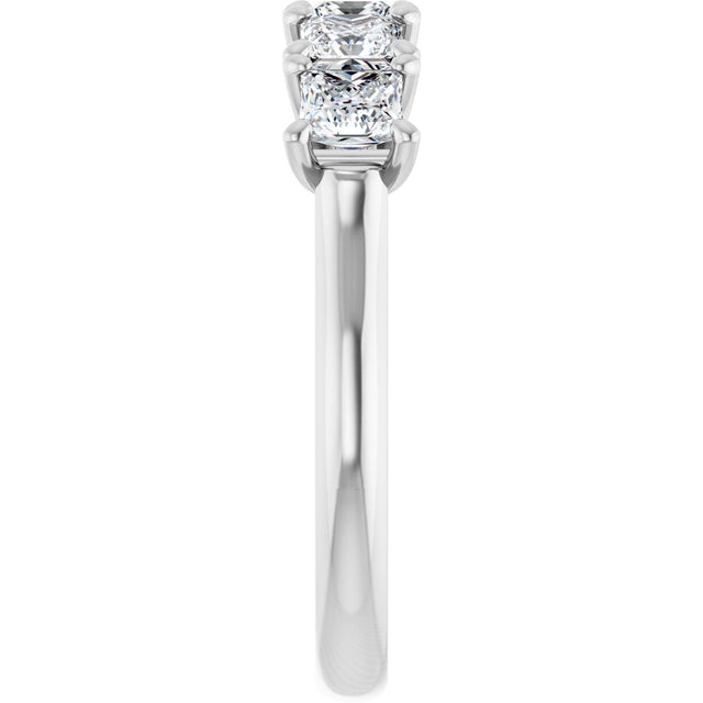 10K Gold Square Lab-Grown Diamond Five-Stone Anniversary Band – 1/2–1 9/10 CTW - White Gold - view 4