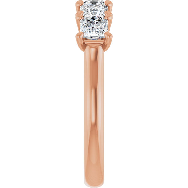 10K Gold Square Lab-Grown Diamond Five-Stone Anniversary Band – 1/2–1 9/10 CTW - Rose Gold - view 4