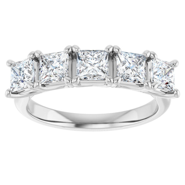 10K Gold Square Lab-Grown Diamond Five-Stone Anniversary Band – 1/2–1 9/10 CTW - White Gold - view 3