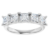 10K Gold Square Natural Diamond Five-Stone Anniversary Band – 1/2–1 1/2 CTW - White Gold - view 3