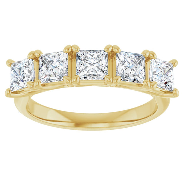 10K Gold Square Lab-Grown Diamond Five-Stone Anniversary Band – 1/2–1 9/10 CTW - Yellow Gold - view 3