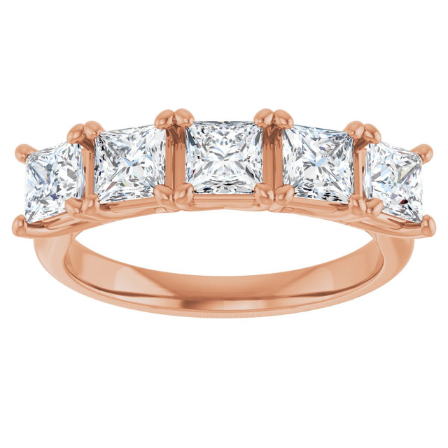 10K Gold Square Lab-Grown Diamond Five-Stone Anniversary Band – 1/2–1 9/10 CTW - Rose Gold - view 3
