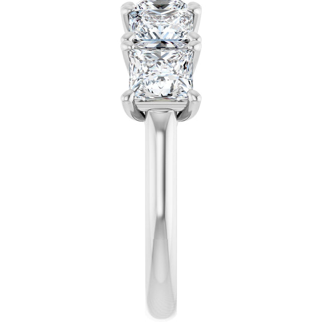 10K Gold Square Natural Diamond Five-Stone Anniversary Band – 1 9/10–5 1/5 CTW - White Gold - view 4