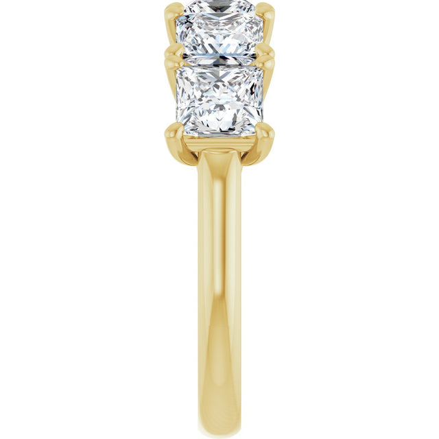 10K Gold Square Lab-Grown Diamond Five-Stone Anniversary Band – 2–7 CTW - Yellow Gold - view 4