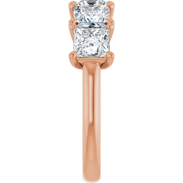 10K Gold Square Natural Diamond Five-Stone Anniversary Band – 1 9/10–5 1/5 CTW - Rose Gold - view 4