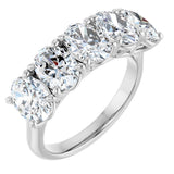 10K Gold Oval Lab-Grown Diamond Five-Stone Anniversary Band – 1–5 CTW - White Gold