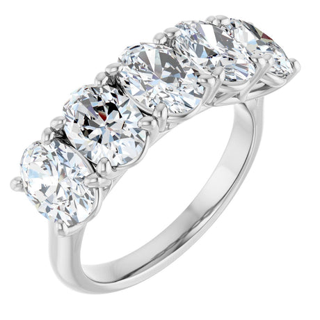 10K Gold Oval Lab-Grown Diamond Five-Stone Anniversary Band – 1–5 CTW - White Gold