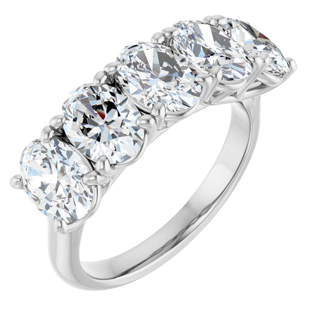 Platinum Oval Lab-Grown Diamond Five-Stone Anniversary Band – 1–5 1/2 CTW