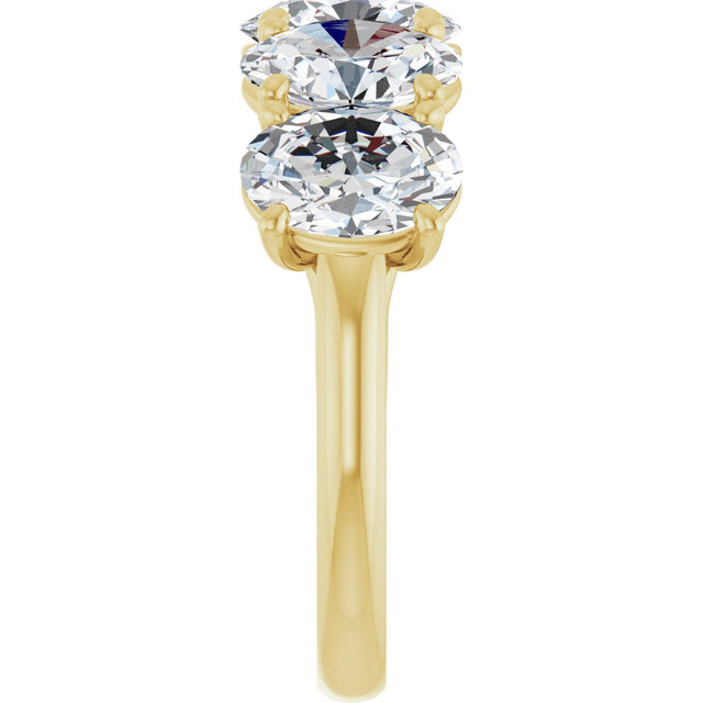 10K Gold Oval Natural Diamond Five-Stone Anniversary Band – 1 3/8–5 CTW - Yellow Gold - view 4