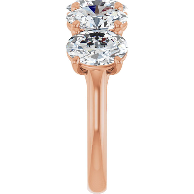 10K Gold Oval Natural Diamond Five-Stone Anniversary Band – 1 3/8–5 CTW - Rose Gold - view 4