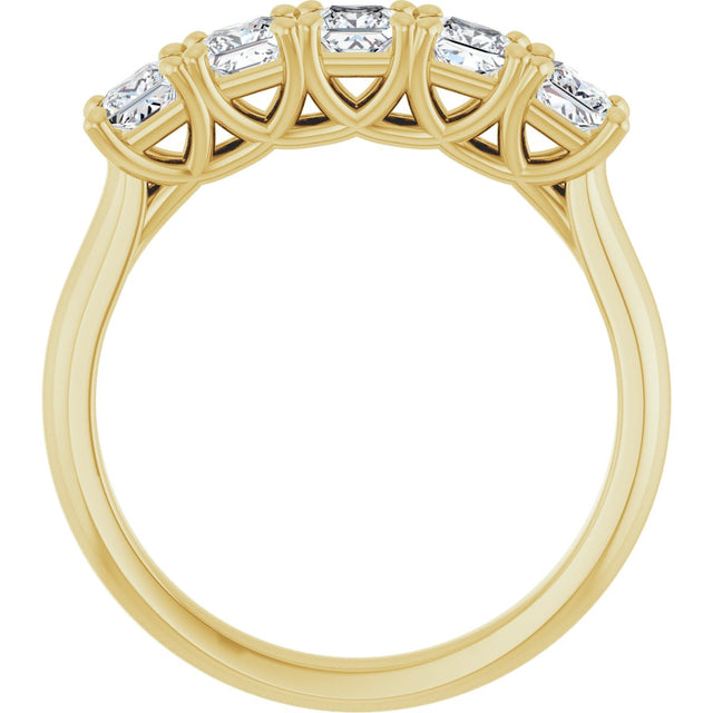 10K Gold Square Natural Diamond Five-Stone Anniversary Band – 1/2–1 1/2 CTW - Yellow Gold - view 2