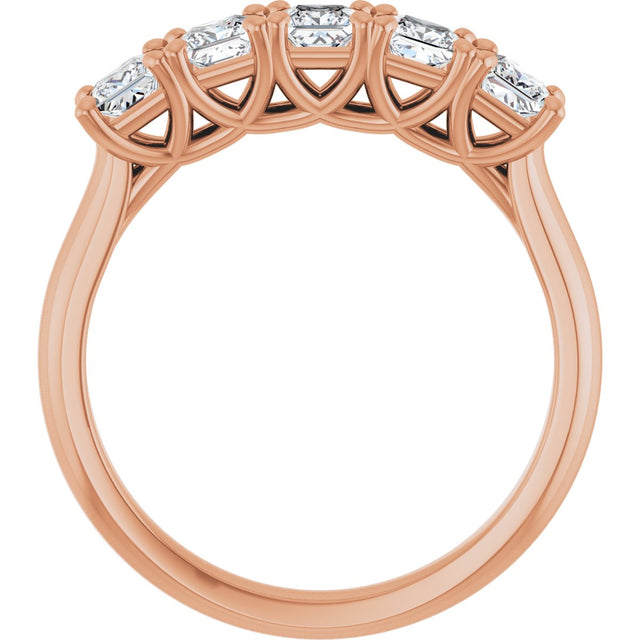 10K Gold Square Natural Diamond Five-Stone Anniversary Band – 1/2–1 1/2 CTW - Rose Gold - view 2