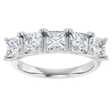 10K Gold Square Lab-Grown Diamond Five-Stone Anniversary Band – 2–7 CTW - White Gold - view 3