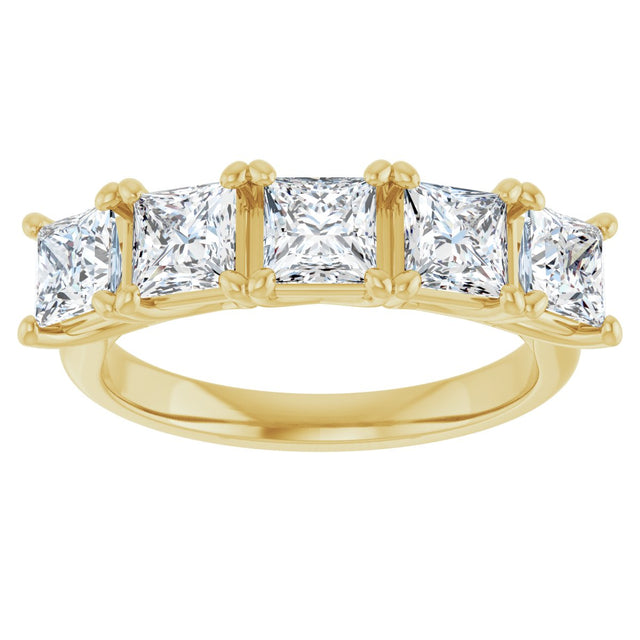10K Gold Square Lab-Grown Diamond Five-Stone Anniversary Band – 2–7 CTW - Yellow Gold - view 3