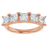 14K Gold Square Lab-Grown Diamond Five-Stone Anniversary Band – 1 9/10–7 CTW - Rose Gold - view 3