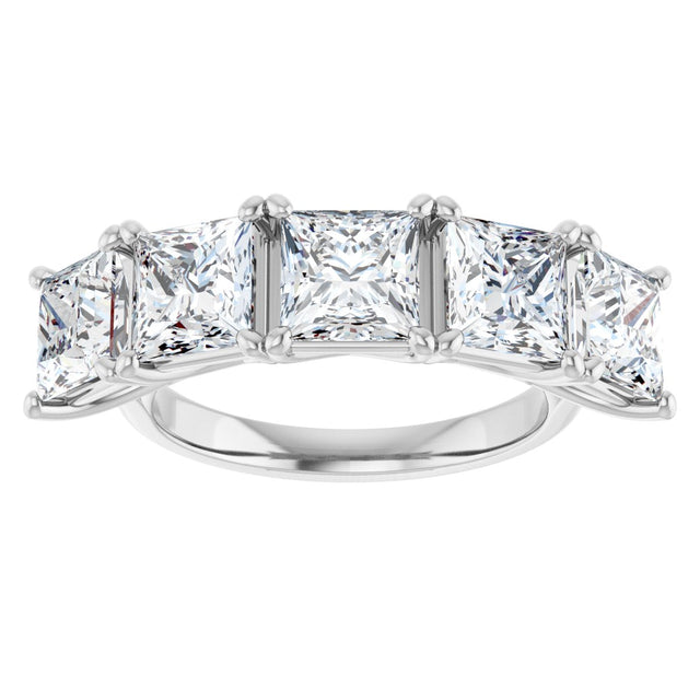 10K Gold Square Natural Diamond Five-Stone Anniversary Band – 1 9/10–5 1/5 CTW - White Gold - view 3
