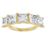 10K Gold Square Lab-Grown Diamond Five-Stone Anniversary Band – 2–7 CTW - Yellow Gold - view 3