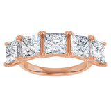 10K Gold Square Lab-Grown Diamond Five-Stone Anniversary Band – 2–7 CTW - Rose Gold - view 3