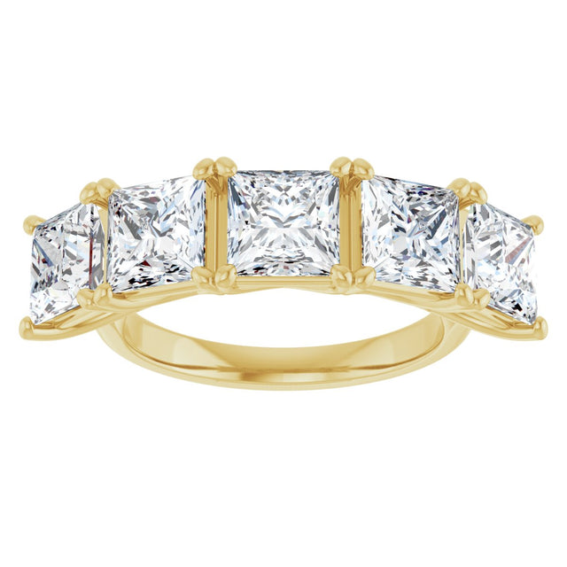 14K Gold Square Lab-Grown Diamond Five-Stone Anniversary Band – 1 9/10–7 CTW - Yellow Gold - view 3