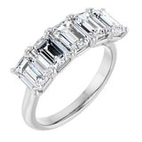 10K Gold Emerald Lab-Grown Diamond Five-Stone Anniversary Band – 1 5/8–5 CTW - White Gold