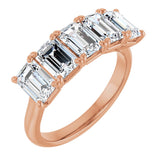 10K Gold Emerald Natural Diamond Five-Stone Anniversary Band – 1 3/4–5 CTW - Rose Gold