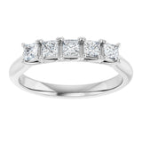 10K Gold Square Lab-Grown Diamond Five-Stone Anniversary Band – 1/2–1 9/10 CTW - White Gold - view 3