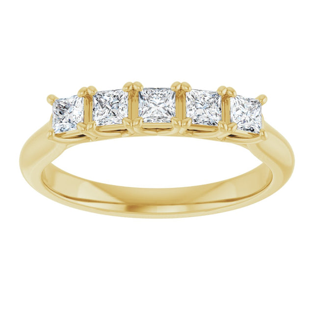 10K Gold Square Lab-Grown Diamond Five-Stone Anniversary Band – 1/2–1 9/10 CTW - Yellow Gold - view 3